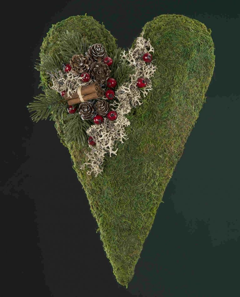 Mosshjärta, rakt, ca 36x23 cm