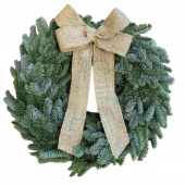 Julkrans med rosett av juteväv. Diameter ca 26 cm Julkrans med rosett av juteväv. Diameter ca 26 cm