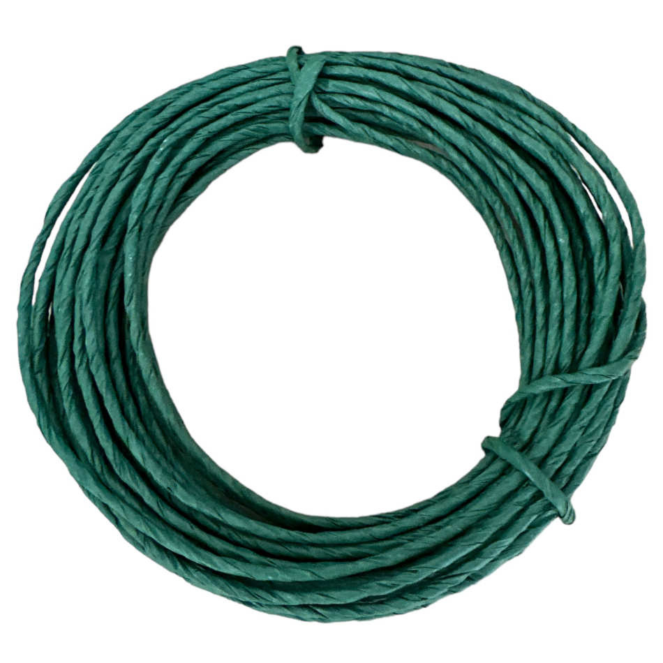 Pappsnöre med ståltråd, grön. 10 meter