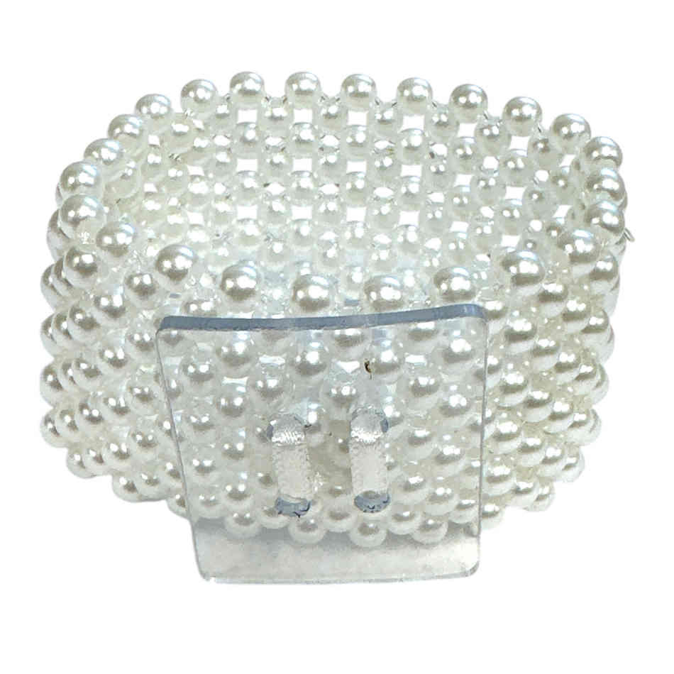 Corsagearmband med pärlor, Vit