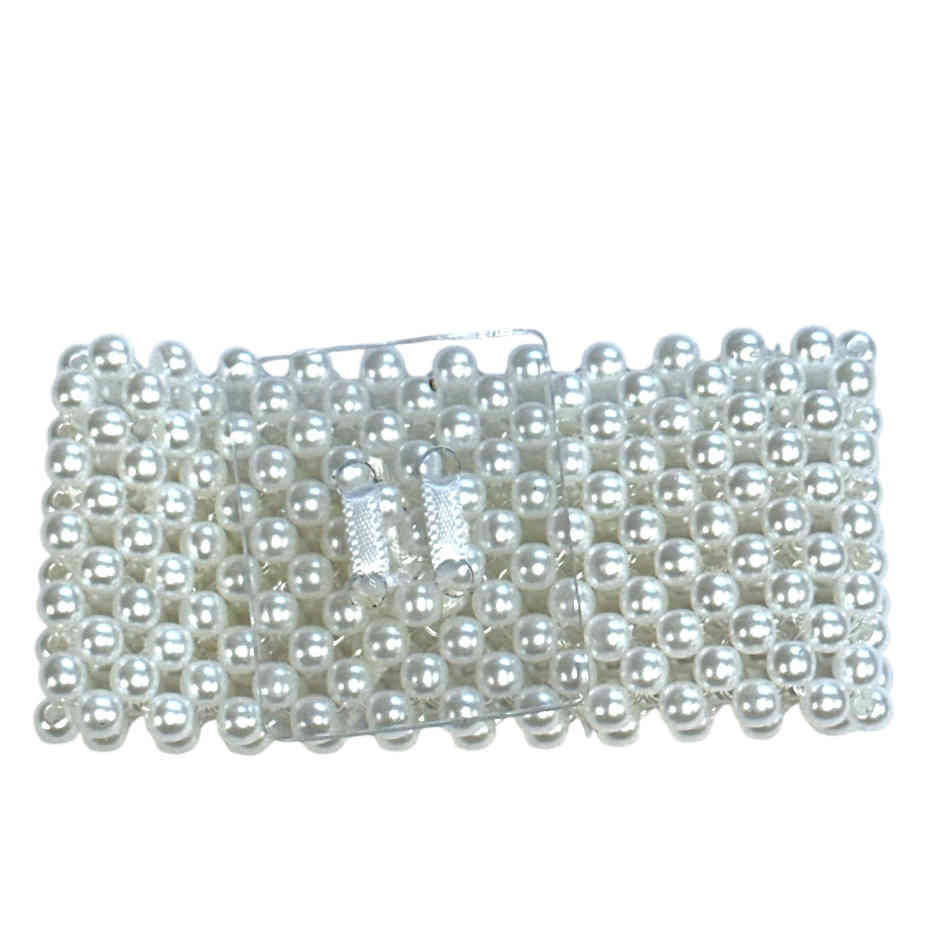 Corsagearmband med pärlor, Vit