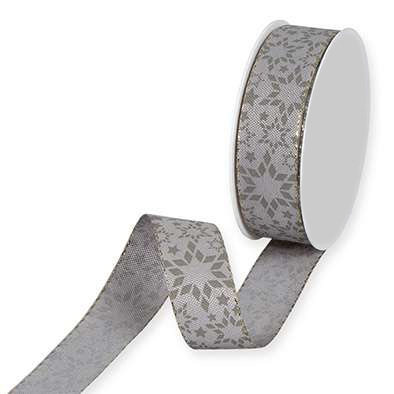 Dekorband med stjärnor Grå/Guld 25 mm 6 meter