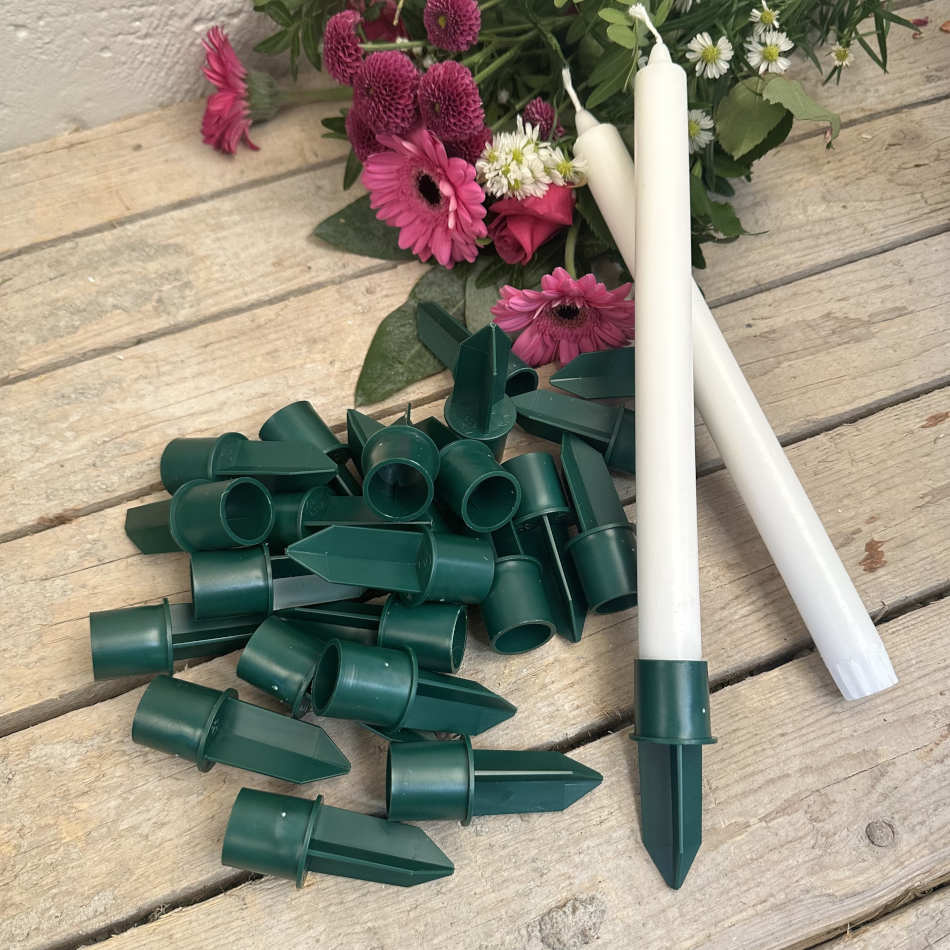 Ljushållare till kronljus av plast - Gröna 24 st