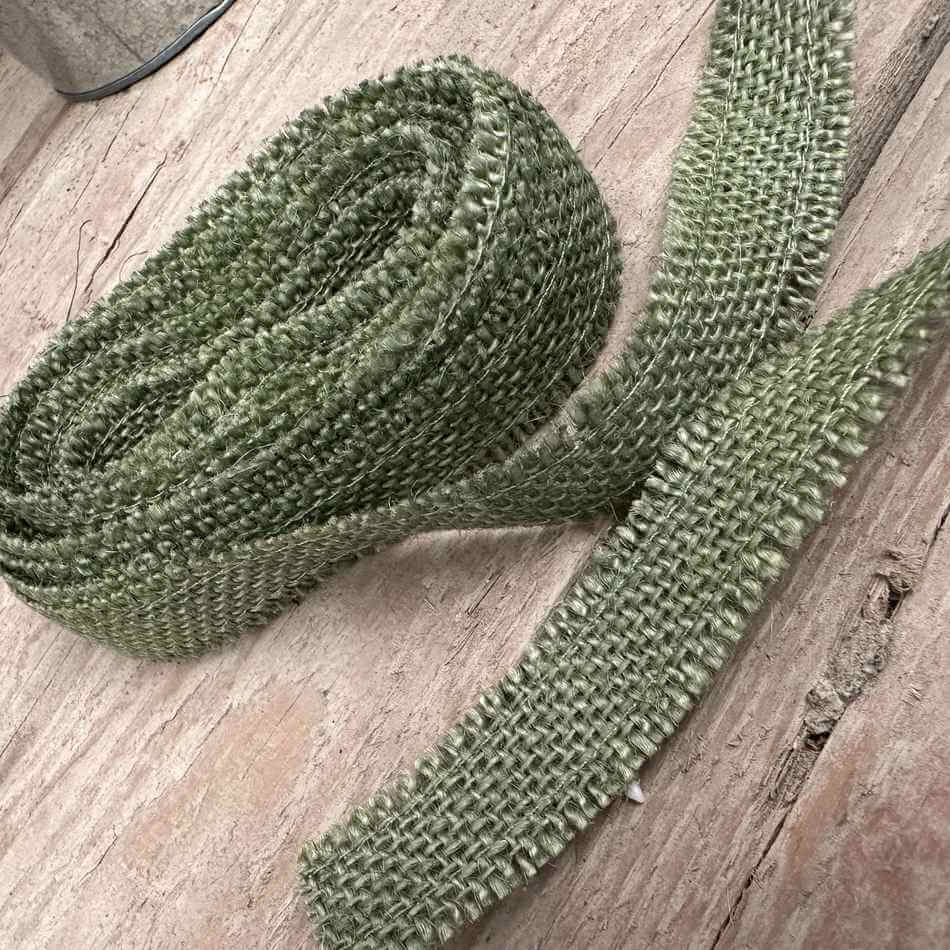 Juteväv, 20 mm. Grön 25 meter