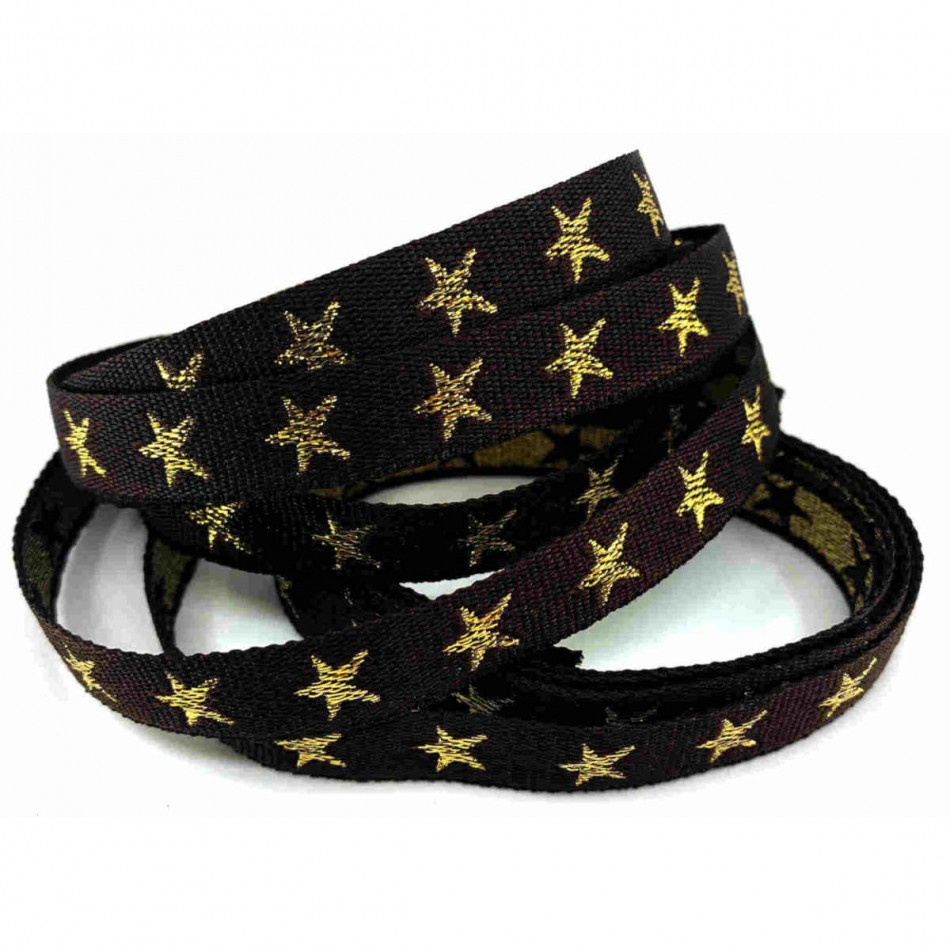 Brunt band med guldiga stjärnor. 1 meter