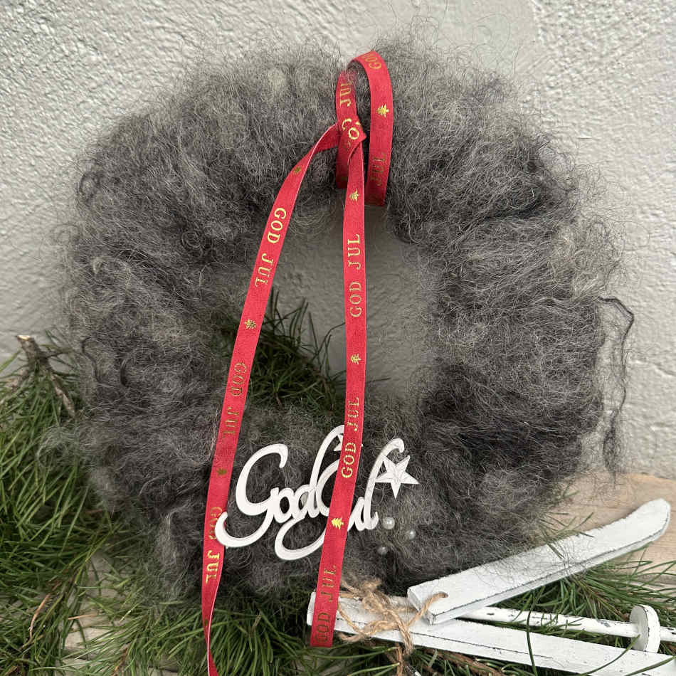 Rött läderband med texten God Jul. (2.5 meter)