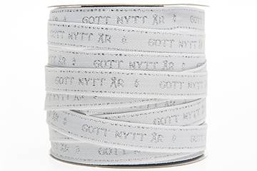 Vitt band, Gott Nytt År, 12mm. (3 meter)