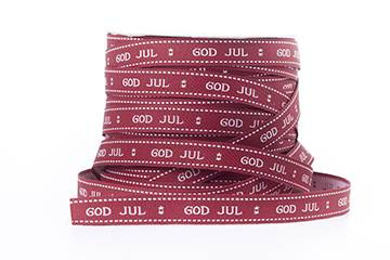 Rött band med texten God Jul. (3 meter)