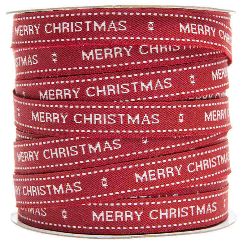 Rött band Merry Christmas. 3 meter