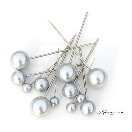 Pärlnålar mixade storlekar i silver. 30 st