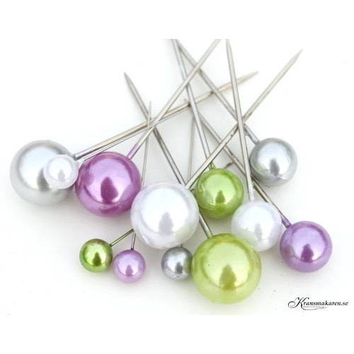 Pärlnålar mixade storlekar & färger. 40 st