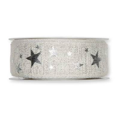 Band med stjärnor, offwhite, 40 mm. (pris per meter)