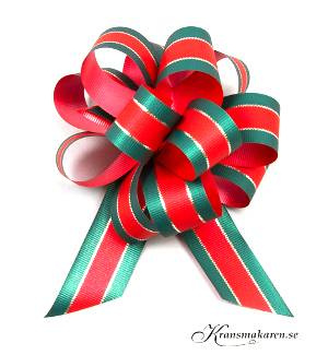 Dragrosett. Röd/grön med guldkant 