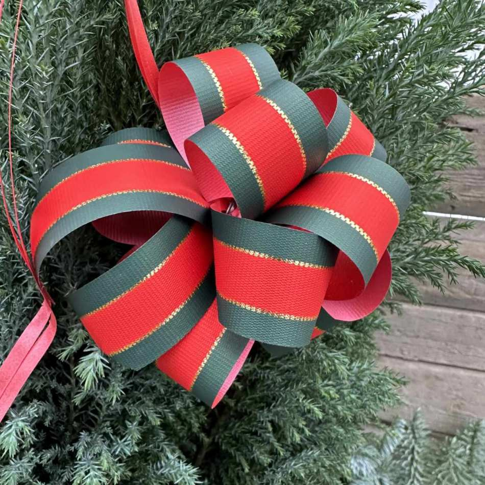 Dragrosett. Röd/grön med guldkant 