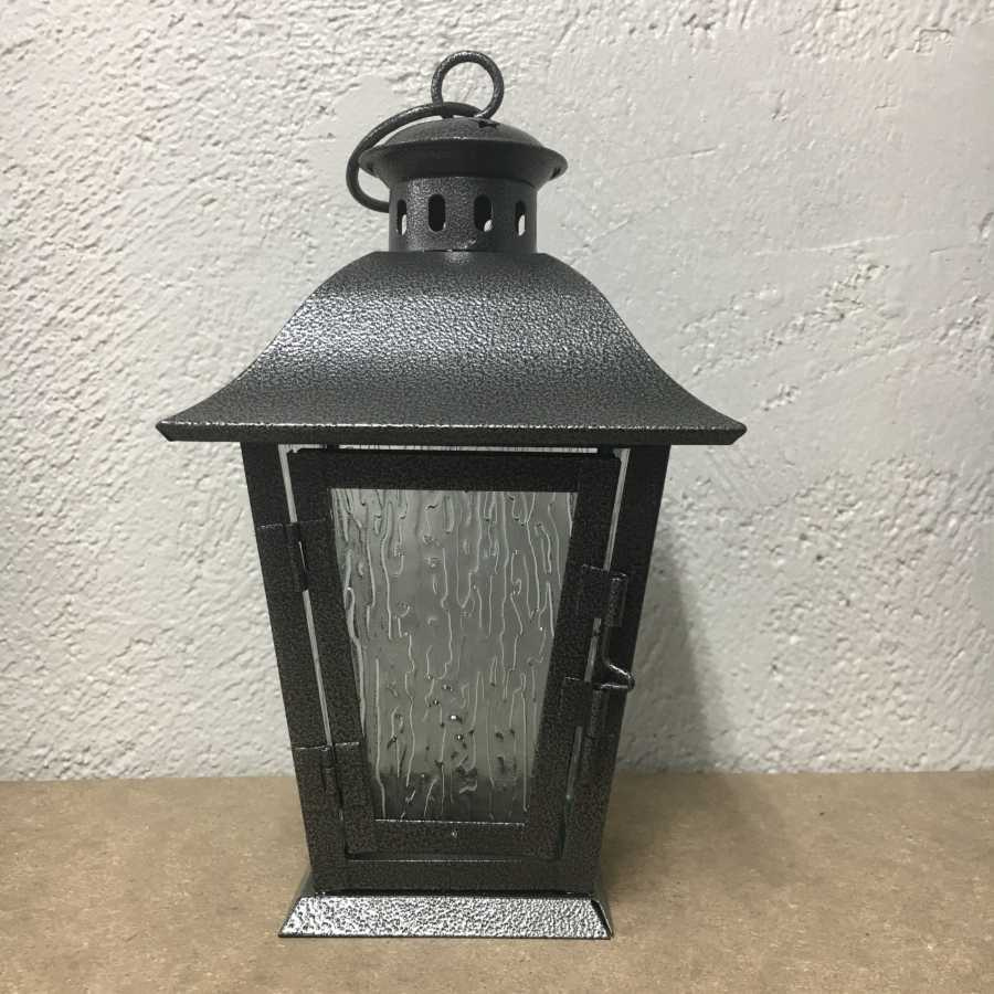 Stående Gravlykta, silvergrå 