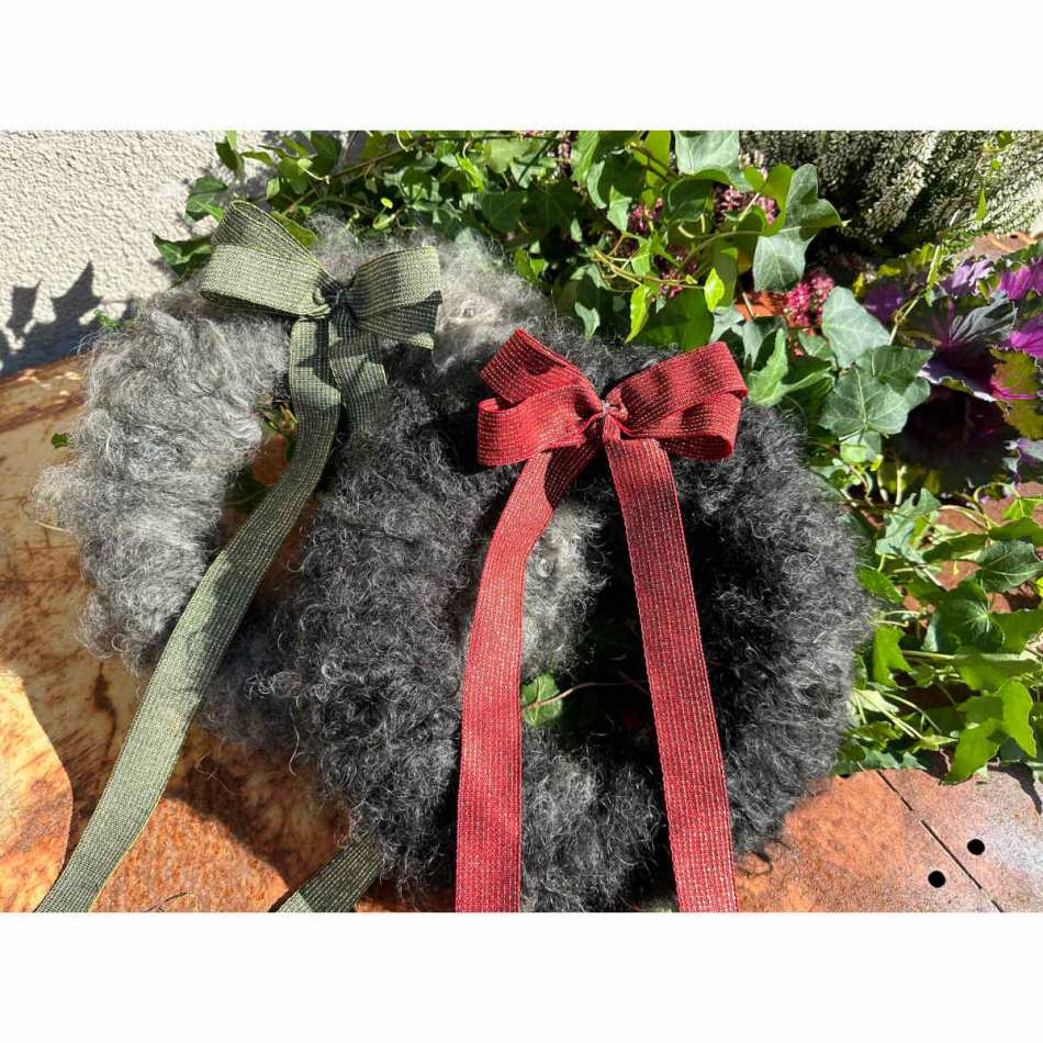 Ullkrans Svartgrå ca 38 cm