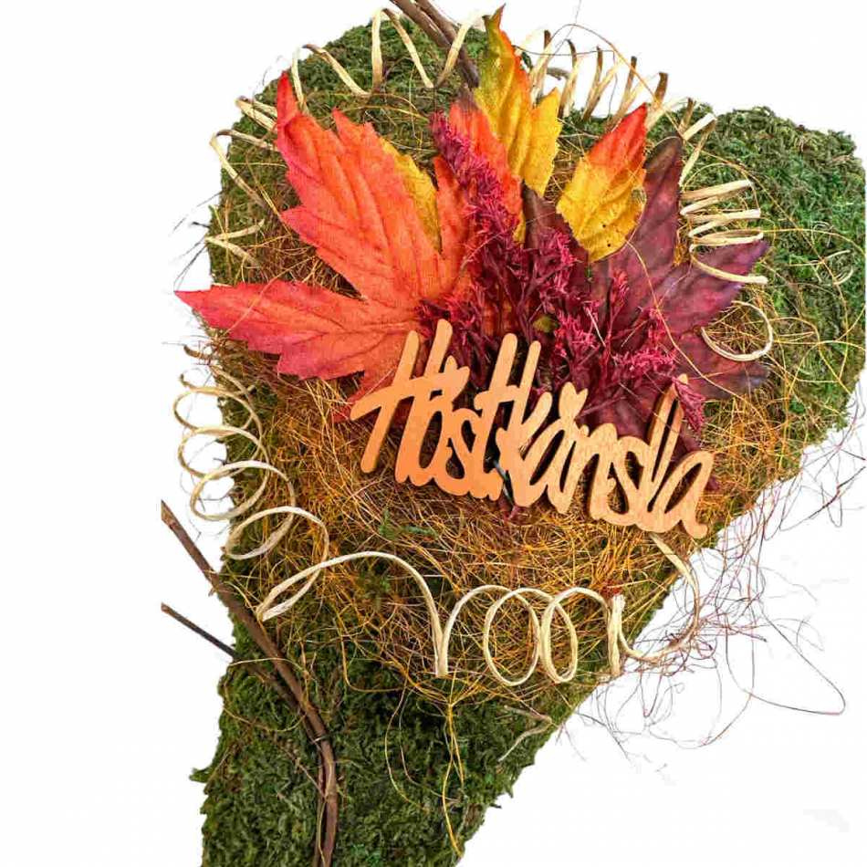 Mosshjärta med texten Höstkänsla