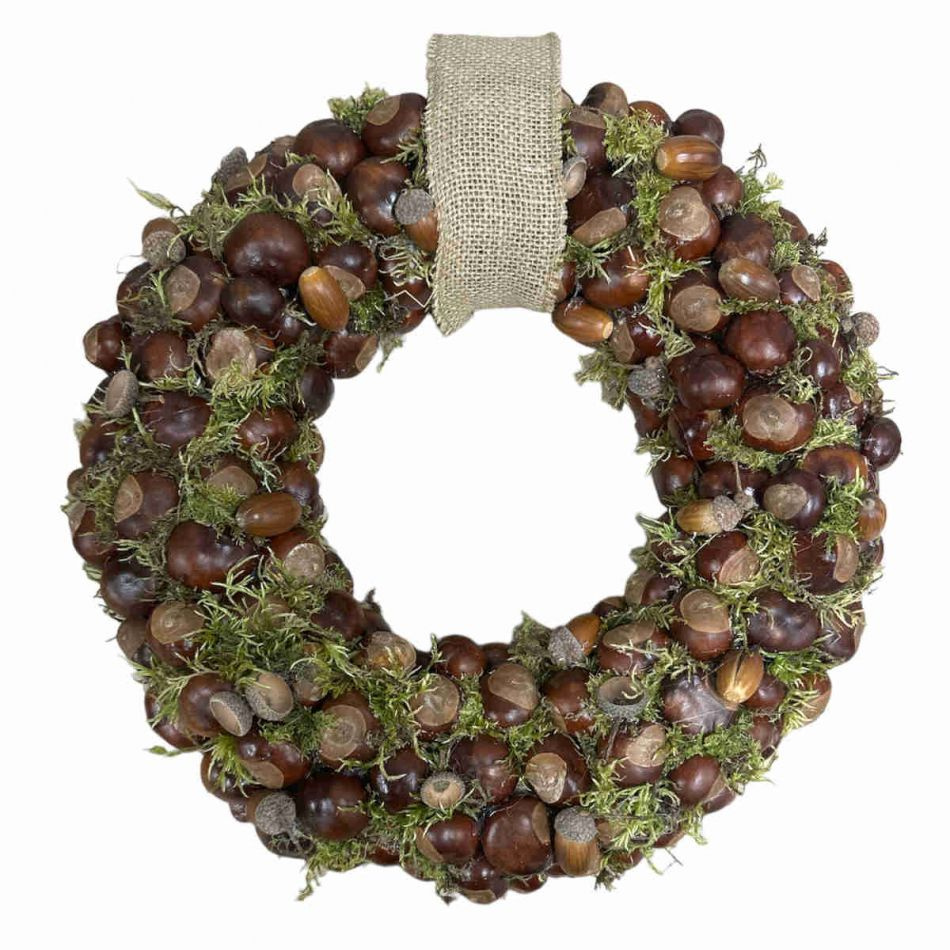 Krans av kastanjer och ekollon - ca 34 cm i diameter