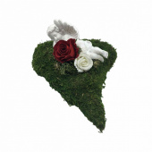 Mosshjärta med ängel och rosor Mosshjärta med ängel och rosor