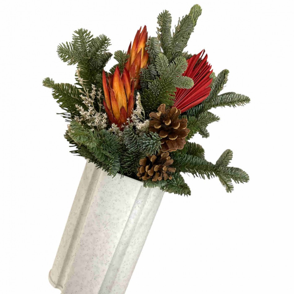 Gravbukett med Ananasblommor och Grå gravvas