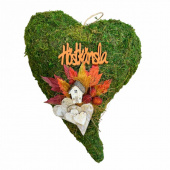 Mosshjärta med Höstkänsla, litet hus och löv ca 35 x 25cm Mosshjärta med Höstkänsla, litet hus och löv ca 35 x 25cm