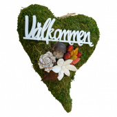 Mosshjärta med Välkommen, svamp och blomma ca 34 x 25cm Mosshjärta med Välkommen, svamp och blomma ca 34 x 25cm