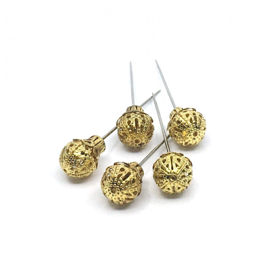 Guldfärgad dekorationsnål krona 5st 10mm