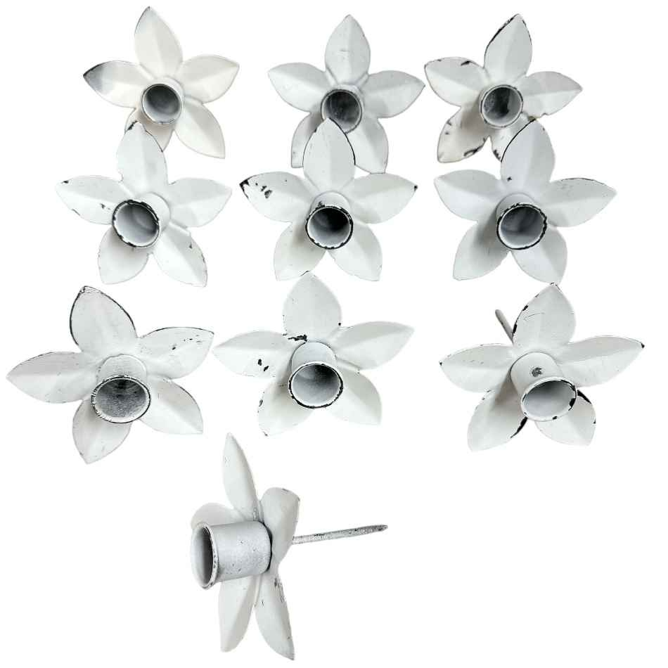 Ljushållare Kronljus Blomma - Vit 10 st