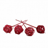 Dekorationsbollar röda glitter , 4st