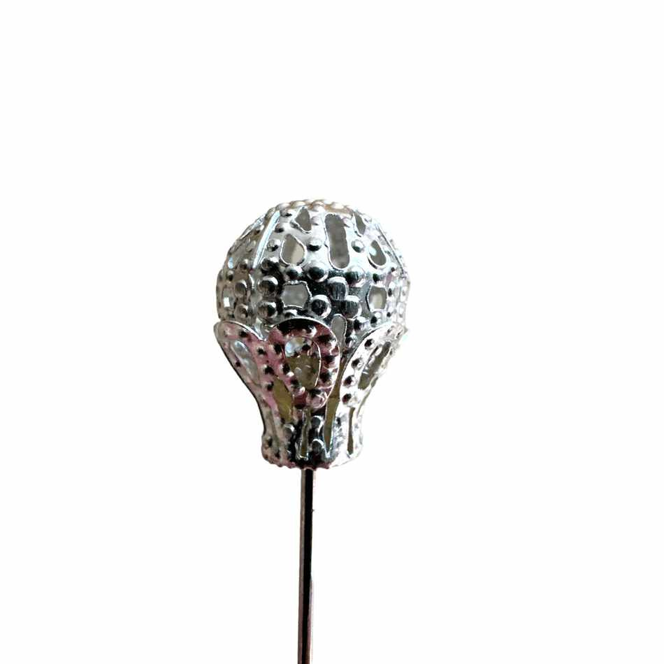 Silverfärgad dekorationsnål krona 5st 10mm