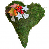 Mosshjärta med löv, bär och näver Mosshjärta med löv, bär och näver