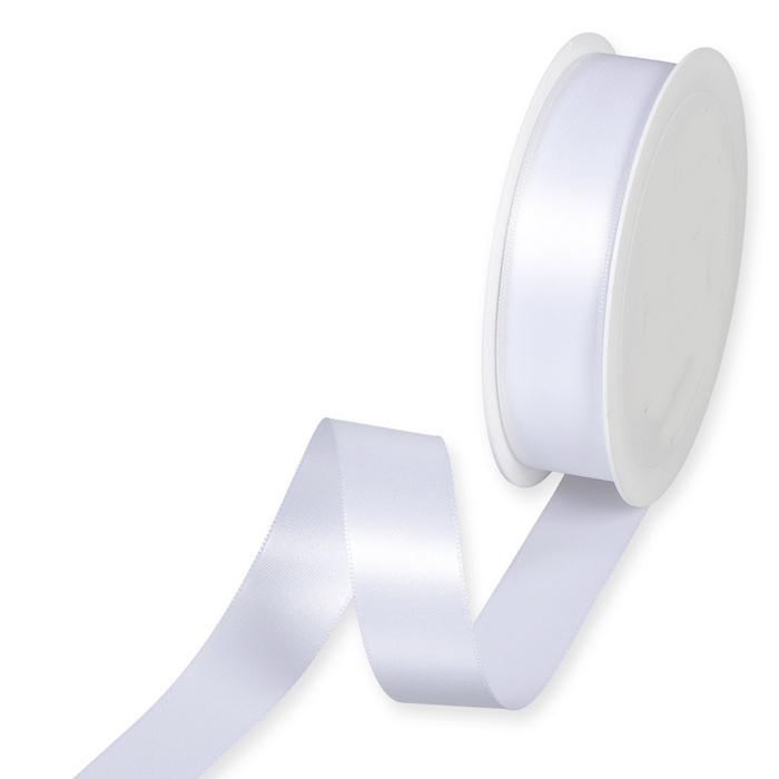 Satinband Vit, 25 mm. 25 meter