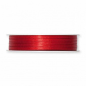 Satinband, röd. 3 mm. (10 meter)