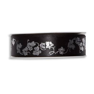 svart satinband med löv