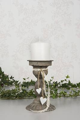 Hjärtan på natursnöre 2 st, rundade, Vita.