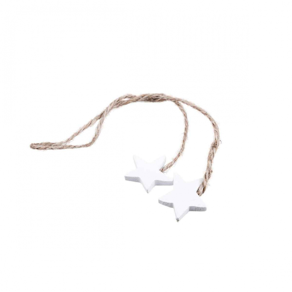 Stjärnor på natursnöre, 2 st, Vita