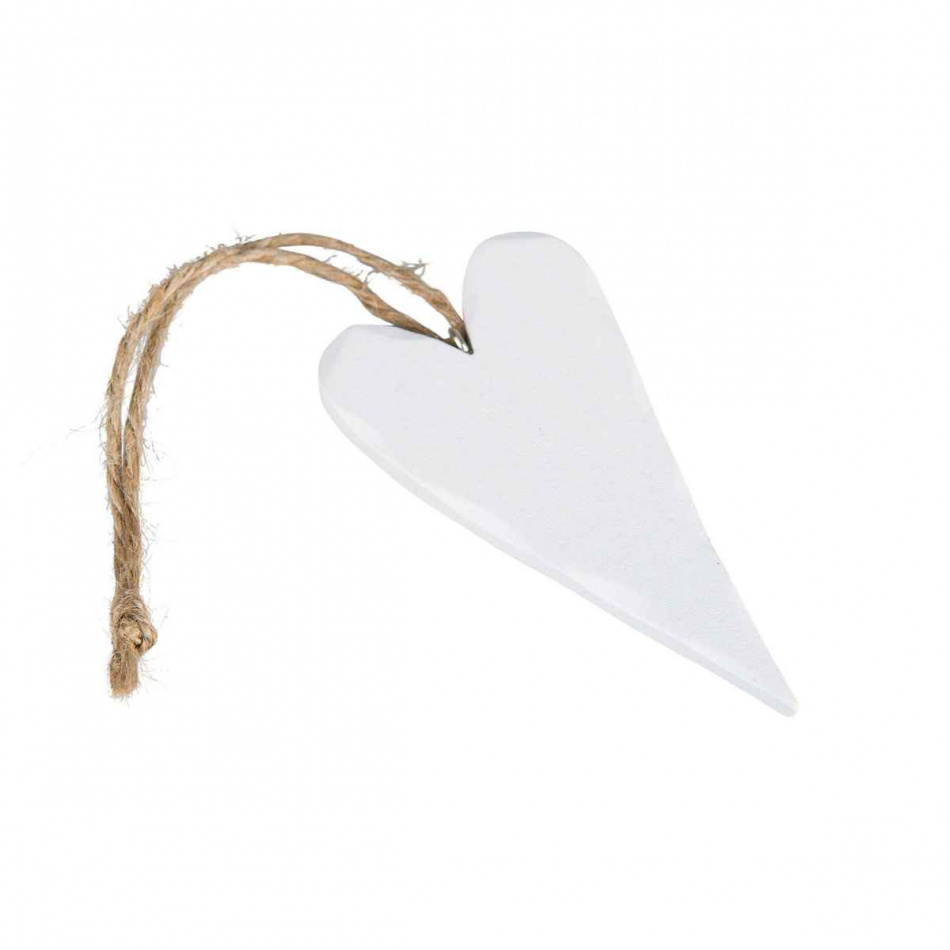 Hjärta, vit med hänge 4,5 x 9 cm, ( 2 st)