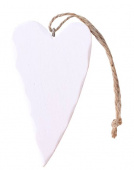 Hjärta, vit med hänge 4,5 x 9 cm, ( 2 st)