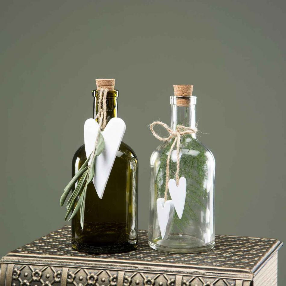 Hjärta, vit med hänge 4,5 x 9 cm, ( 2 st)