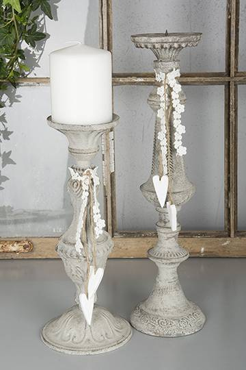 Hjärtan på natursnöre, avlånga, vita