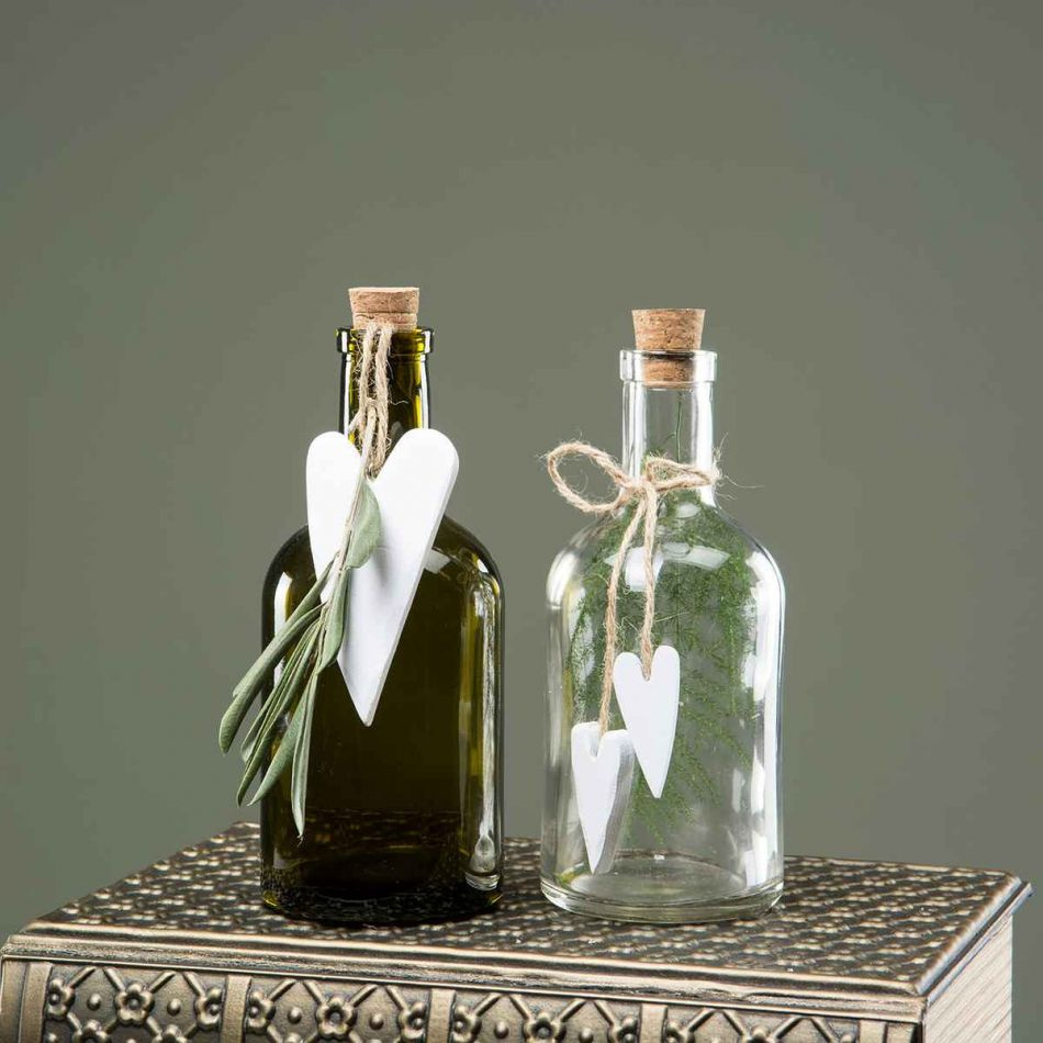 Hjärtan på natursnöre, avlånga, vita