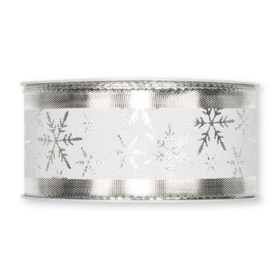 Dekorband, vit, snöflinga. 40 mm (pris per meter)