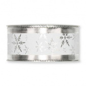 Dekorband, vit, snöflinga. 40 mm (pris per meter) Dekorband, vit, snöflinga. 40 mm (pris per meter)