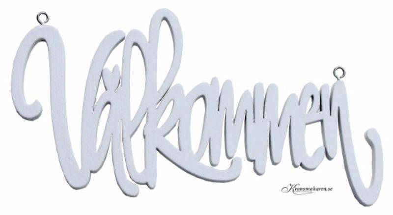 Välkommen, vit. 19x10 cm