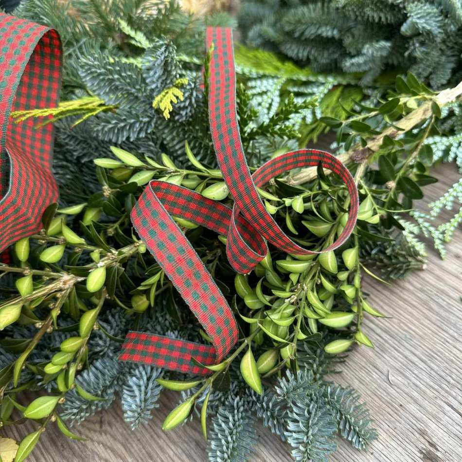 Dekorband rutigt Röd/Mörkgrön 15 mm (3 meter)