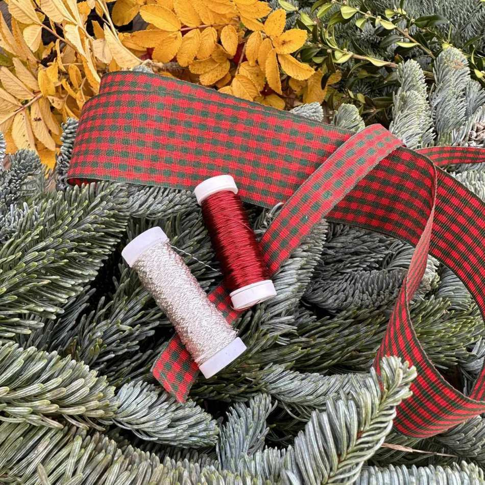 Dekorband rutigt Röd/Mörkgrön 15 mm (3 meter)