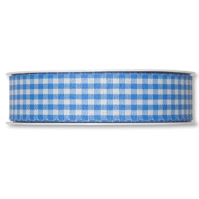 Rutigt textilband, Blå/vit. 25mm (3 meter)