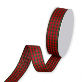 Dekorband rutigt Röd/Mörkgrön 25 mm (25 meter)