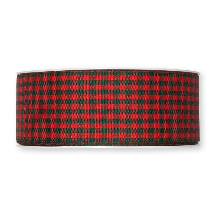 Dekorband rutigt Röd/Mörkgrön 40 mm (25 meter)