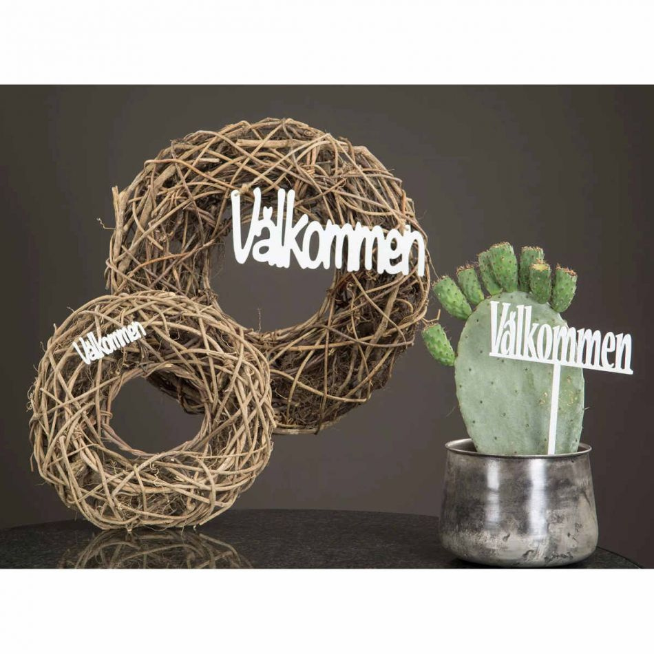 Välkommen skylt med pinne, vit 